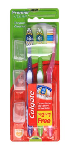 Colgate Toothbrush Premier Clean 2 + 1 2+1 pcs