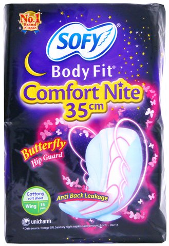 Sofy Pads Night Body Fit 35cm Sanitary Napkins 16 pcs /pack