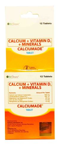 Calciumade Calcium + Vitamin D + Minerals Tablet 12 tablets