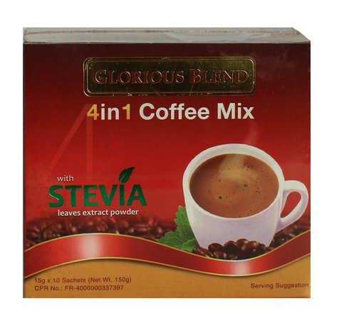 Glorious Blend 4 In 1 Coffee Mix With Stevia 1 pack (10 pcs x 15 g)