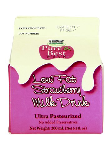 Hacienda Macalauan Pure &amp; Best Low Fat Strawberry Milk Drink 200 ml