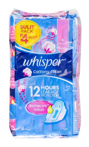Whisper Cottony Soft Regular Flow With Wings 16 pcs /pack