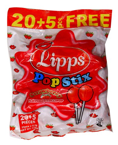 Lipps Pop Stix Strawberry Lollipop 25 pcs /pack