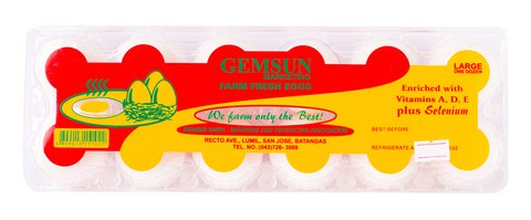 Gemsun Farm Fresh Eggs Large 12 pcs /tray