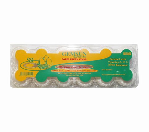 Gemsun Farm Fresh Eggs Medium 12 pcs /tray