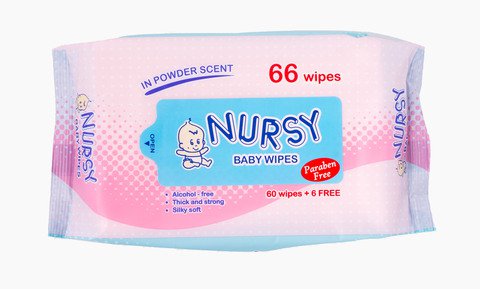 Nursy Baby Wipes Powder Scent 66 sheets /pack