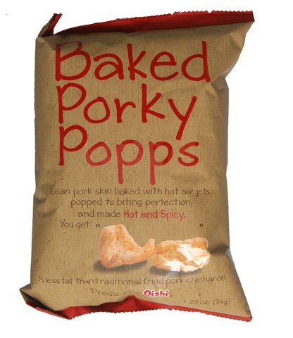 Oishi Baked Porky Popps Hot &amp; Spicy 34 g