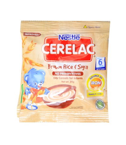Cerelac Brown Rice &amp; Soya Dry Cereals For Infants (From 6 Months Up To 2 Years) 20 g