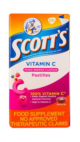 Scott's Vitamin C Pastilles Mixed Berries 50 tablets