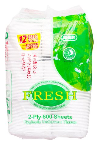 Fresh Hygienic Bathroom Tissue 2 Ply 600 Sheets 12 rolls /pack