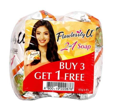 Flawlessly U 2 In 1 Body Soap Papaya + Calamansi 65 g (4 pcs)