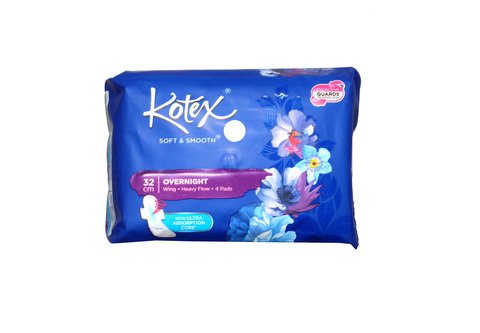 Kotex Soft &amp; Smooth Overnight 32cm With Wing - Over Flow Overnight 4 pcs /pack