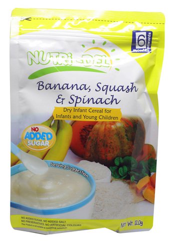 Nutri-Del Dry Infant Cereal - Banana, Squash, &amp; Spinach 120 g