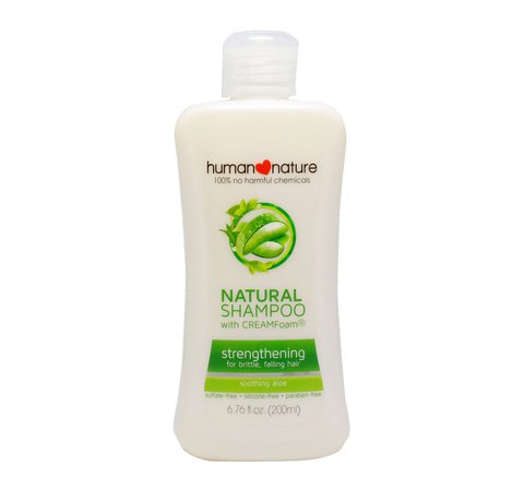 Human Nature Natural Shampoo With Cream Foam - Strengthening Soothing Aloe 200 ml