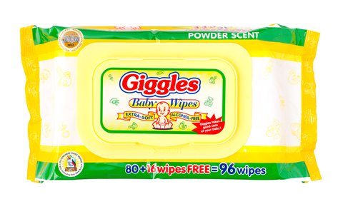 Giggles Baby Wipes Powder Scent 80 + 16 Wipes 96  wipes /pack