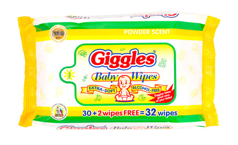 Giggles Baby Wipes Powder Scent 30 + 2 Wipes 32 wipes /pack