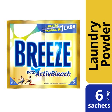 Breeze Laundry Detergent Powder Active Bleach 1 pack (6 pcs x 70 g)