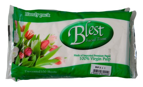 Blest Facial Tissue Handy 1 pack (4pcs x 100 sheets)