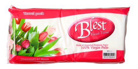 Blest Facial Tissue Travel 140 sheets /pack x 4 pcs