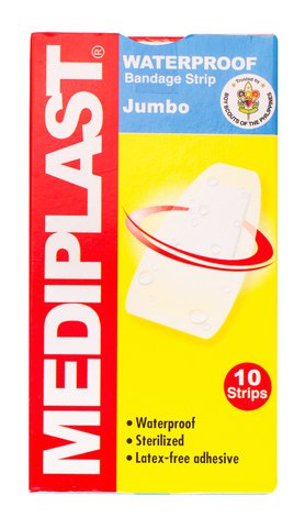 Mediplast Waterproof Bandage Strip Jumbo 10 strips /pack