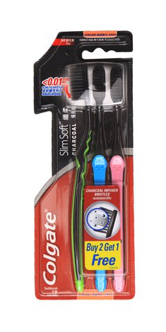 Colgate Toothbrush Slimsoft Charcoal 2+1 1 pc
