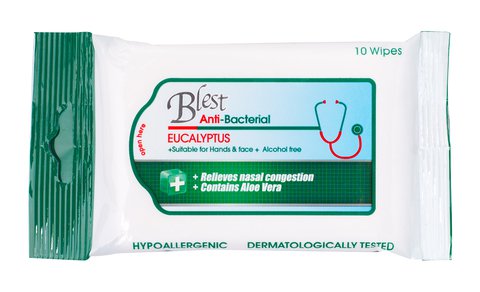 Blest Anti-Bacterial Handwipes Eucyptus 10 wipes /pack