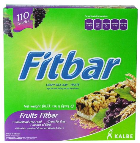 Fitbar Crispy Rice Bar Fruits 5 bars (25 g /bar)