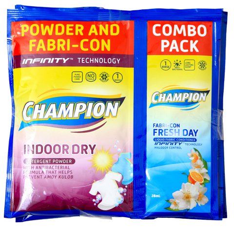 Champion Laundry Detergent Powder + Infinity Liquid Fabric 28 ml x 6 sachets