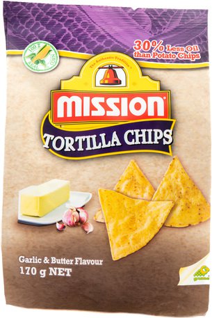 Mission Tortilla Chips Garlic &amp; Butter 170 g