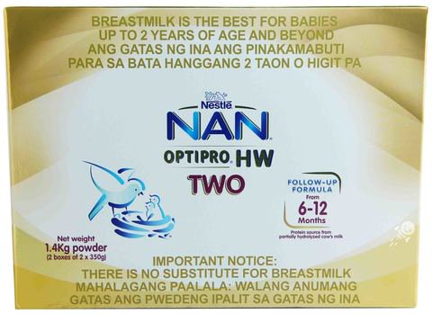 NAN Optipro HW Two Follow Up Formula Powdered Milk Drink (From 6-12 Months) 1.4 kg