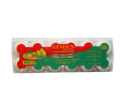 Gemsun Farm Fresh Eggs Extra Large 12 pcs /tray