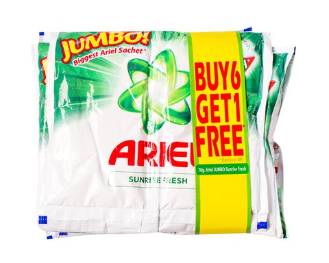 Ariel Laundry Detergent - Sunrise Fresh Buy 6 get 1 Free 7 pcs (70 g)