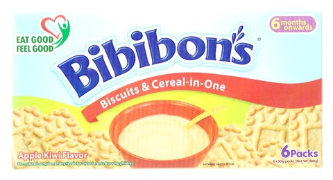 Bibibons Baby Foods Apple &amp; Kiwi Biscuit &amp; Cereal-In-One (For 6 Months Onwards) 180 g