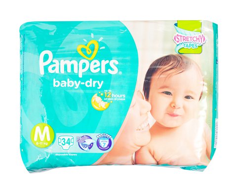 Pampers Baby Dry Baby Diapers - Medium 34 pcs /pack