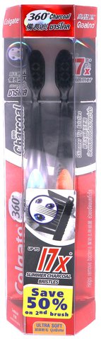 Colgate Toothbrush 360 Charcoal Ultra Soft 2 pcs /pack