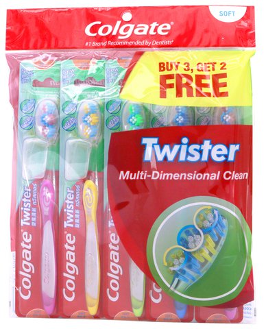 Colgate Toothbrush Twister With Cap 3+2 1 pack