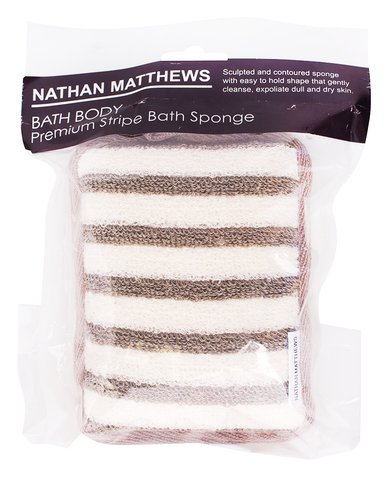 Nathan Matthews Bath Body Premium Stripe Bath Sponge 1 pc