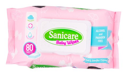 Sanicare Baby Wipes Unscented 80 sheets /pack