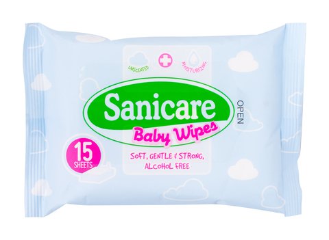 Sanicare Baby Wipes Unscented 15 sheets /pack