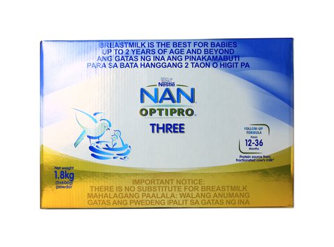 NAN Optipro Three Follow Up Formula Powdered Milk Drink (From 12-36 Months) 1.8 kg