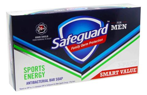 Safeguard Bar Soap for Men Sports Energy 3 pcs x 135 g