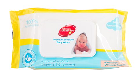 Supersavers Baby Wipes Powder Scent 80 sheets /pack