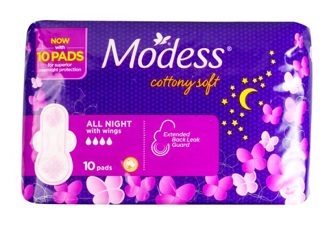 Modess Pantyliners All Night Cottony Soft With Wings 10 pads