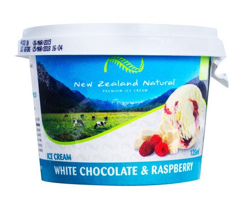 New Zealand Natural White Chocolate &amp; Raspberry Ice Cream 125 ml