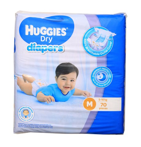 Huggies Dry Baby Diapers Medium 70 pcs /pack