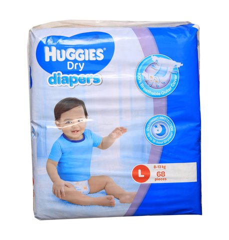Huggies Dry Baby Diapers Large 68 pcs /pack