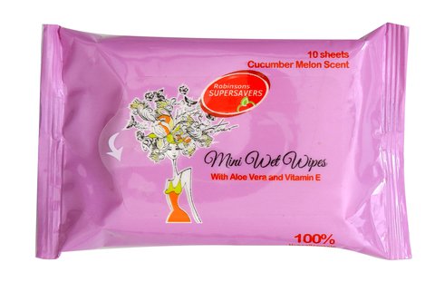 Supersavers Mini Wipes Cucumber 10 sheets /pack