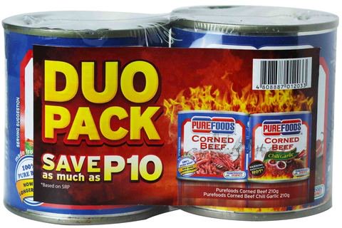 Purefoods Corned Beef + Purefoods Corned Beef Chili Save 10 2 cans x 210 g
