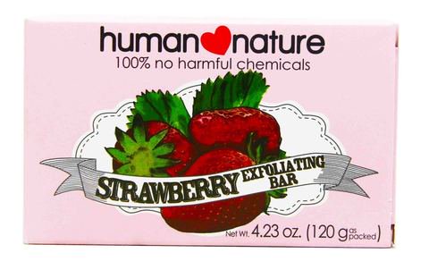 Human Nature Body Soap Strawberry Exfoliating Bar 120 g