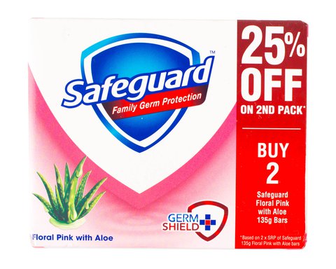 Safeguard Bar Soap - Floral Pink With Aloe 25 % Off On 2nd Pack 2 x 135 g